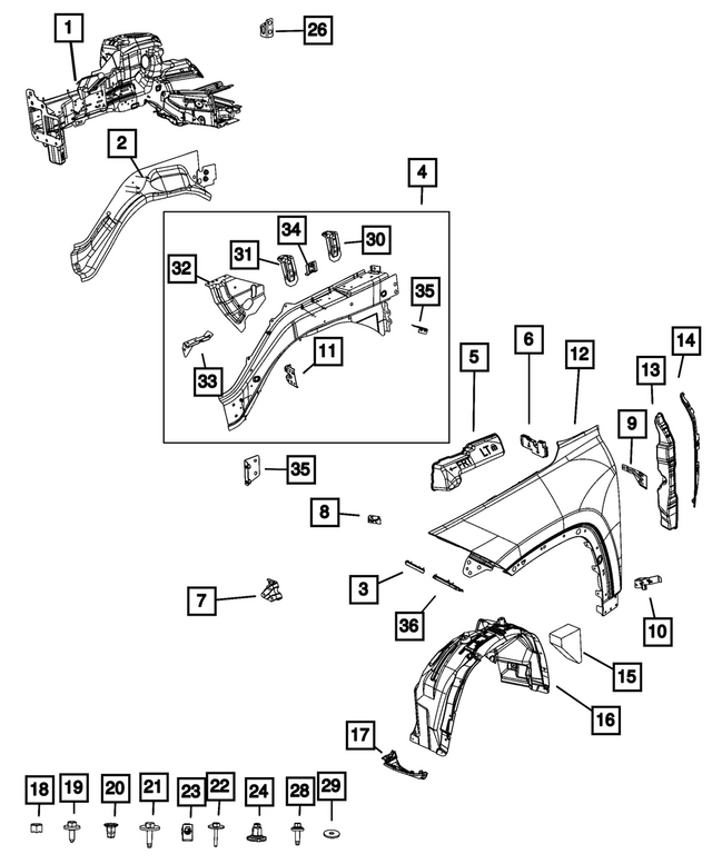 68592304AB - : Fender Stuffer, Left for Mopar Image