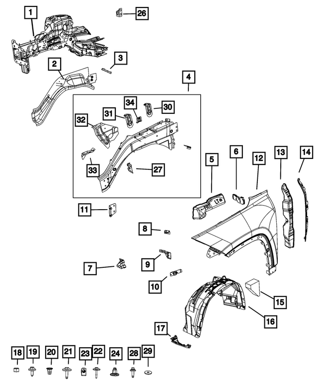 68592304AB - : Fender Stuffer for Mopar Image