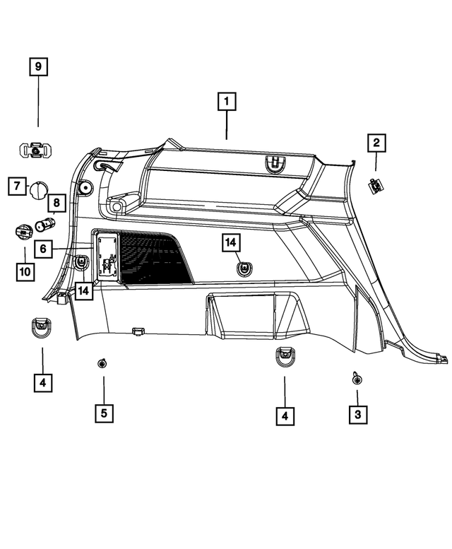 1JW29DX9AC - Interior Trim: Quarter Trim Panel for Mopar Image