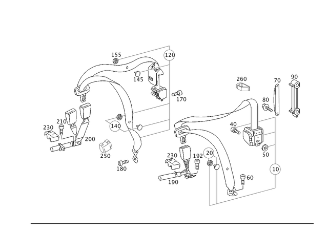 2038609185 - Rear Seat Bench: Seat Belt for Mercedes-Benz: C230, C280, C32 AMG, C350, C55 AMG Image image