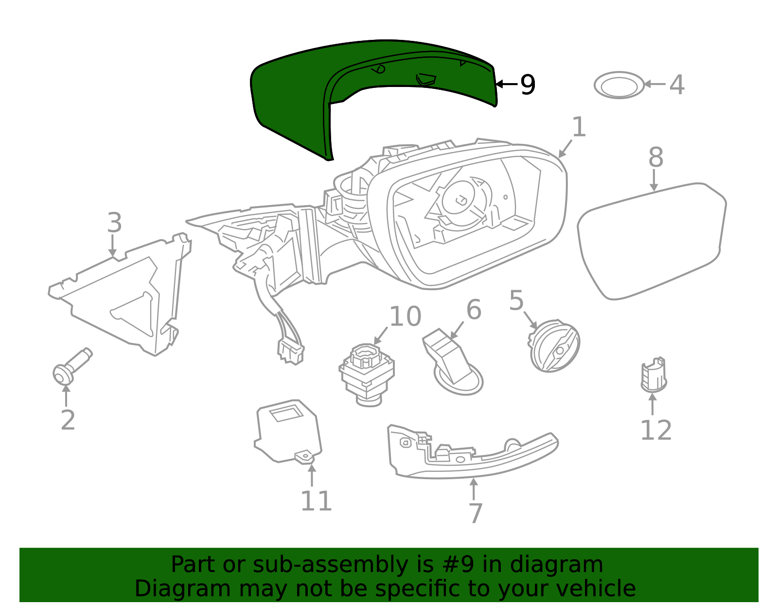 Primed Right Side Wing Mirror Cover Cap For Range Rover L405 2012-2022