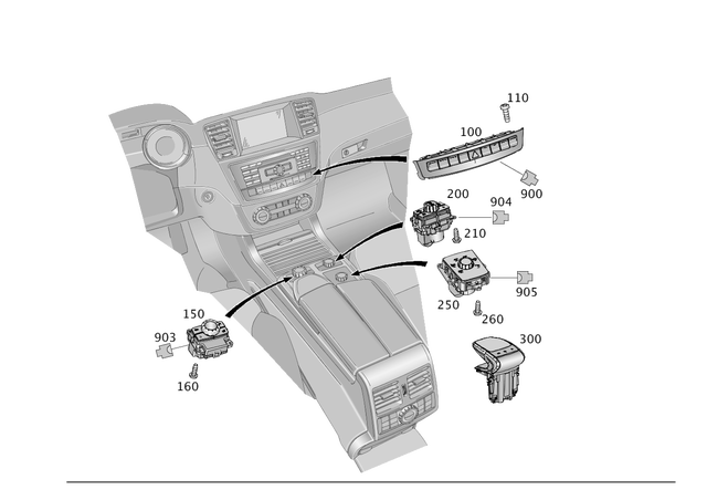 2929051700 - : Switch Block for Mercedes-Benz: GL350, GL450, GL550, GL63 AMG, GLE300d, GLE350, GLE400, GLE43 AMG, GLE450 AMG, GLE550e, GLE63 AMG, GLE63 AMG S, GLS350d, GLS450, GLS550, GLS63 AMG, ML250, ML350, ML400, ML550, ML63 AMG Image