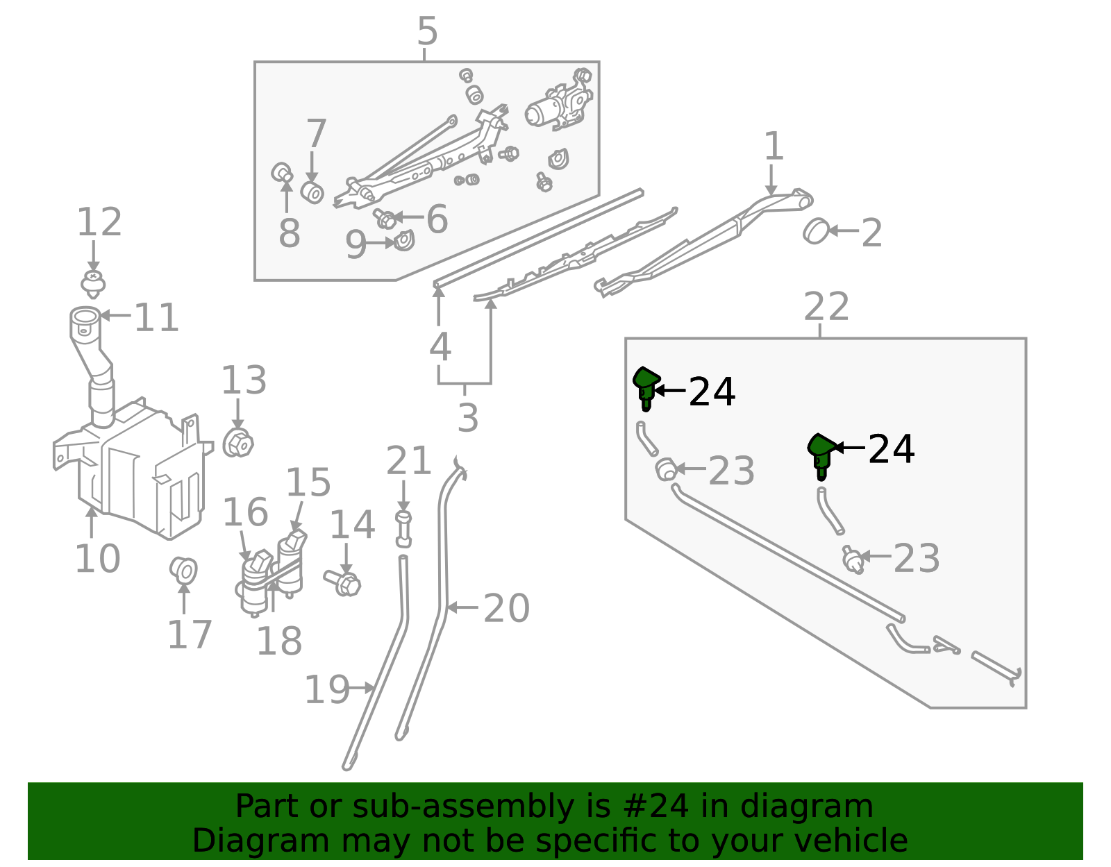 2010-2014 Subaru Washer Nozzle 86636AJ10B | Subaru Online Parts