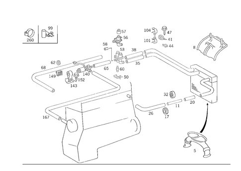 Heating Water Connection for 1989 Mercedes-Benz 260E #1