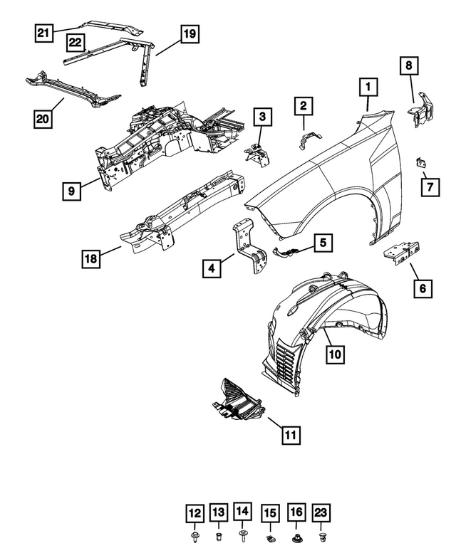 68585239AB - : Fascia To Fender Bracket, Left for Mopar Image