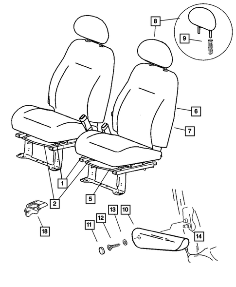 Front Seats and Attaching Parts for 2004 Chrysler PT Cruiser #14