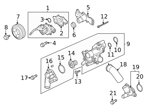 thumbnail image 2 of ECCPP Water Pump & Thermostat Kit For Ford 5.4L – F-150, F-250, Expedition, E-150, Super Duty 2 of 5