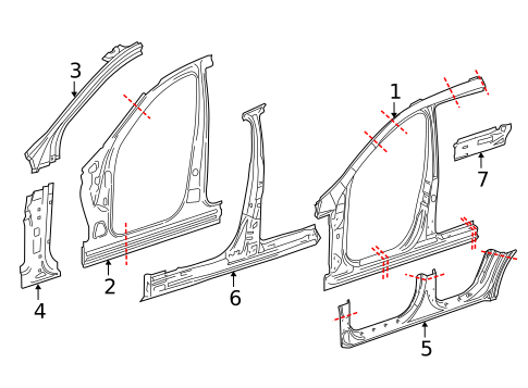 Center Pillar & Rocker for 2007 Mercedes-Benz R 63 AMG&reg; #0