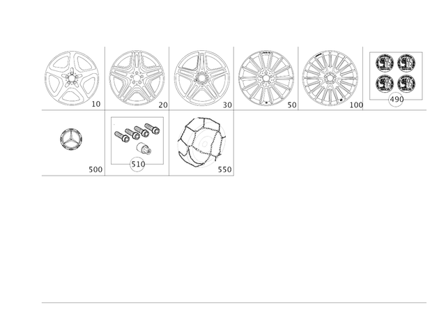 1665830000 - Wheels and Accessories: Snow Chain for Mercedes-Benz: GL350, GL450, GL550, GL63 AMG, GLS350d, GLS450, GLS550, GLS63 AMG Image