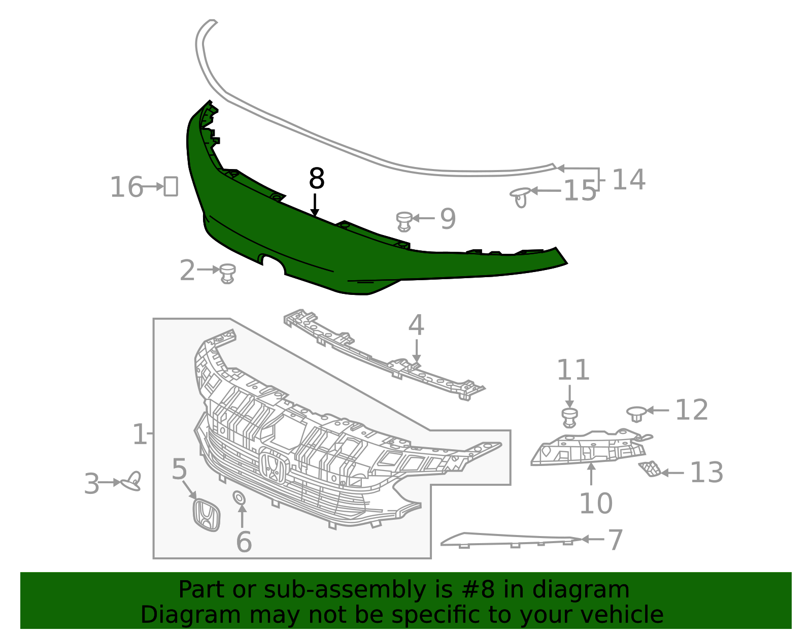 71111-T43-A01ZE - Bumper Cover Spacer Panel 2022-2025 Honda Civic
