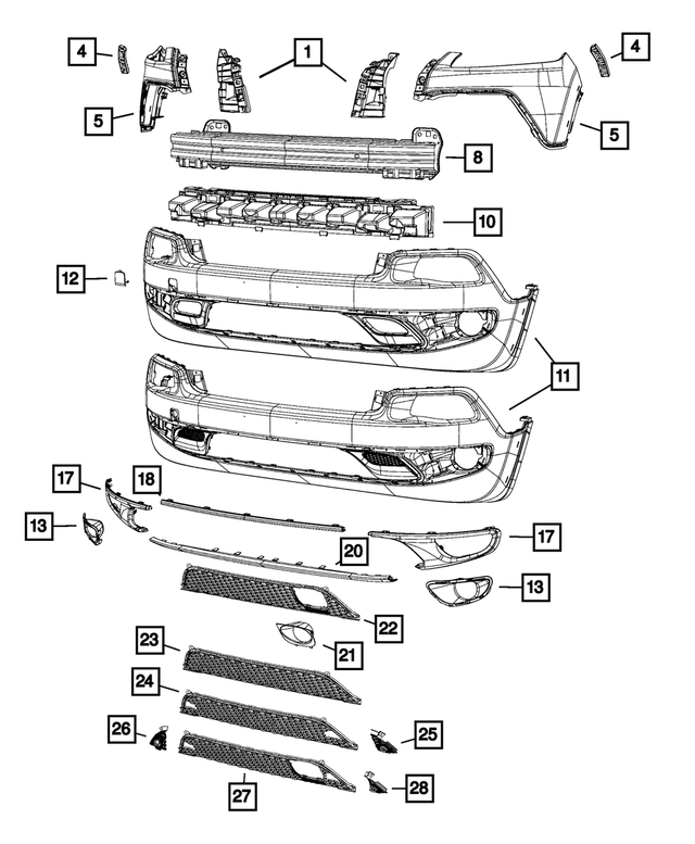 68140499AA - Frame, Bumper and Fascia: Front Bumper Beam for Jeep: Cherokee Image