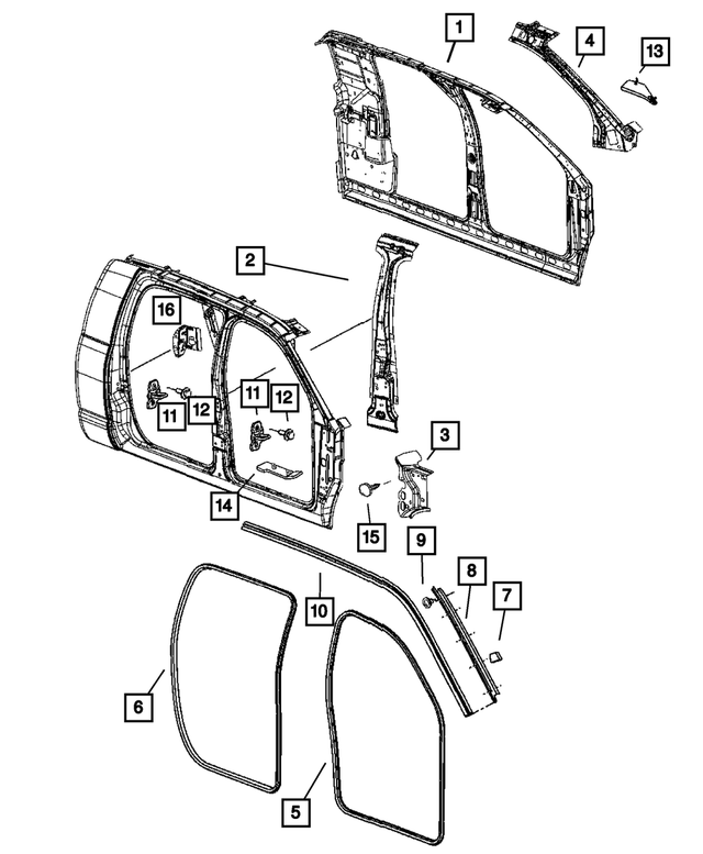 « 68000694AB – Body Sheet Metal Except Doors : Ouverture Intérieure Complète Côté Caisse Panneau, Côté Droit pour Mopar Image »