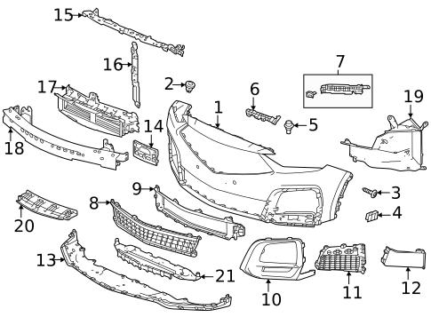 ホンダ　パーツカタログ　MDX Bumper & Components - Front for 2025 Acura MDX | OEM Parts Online
