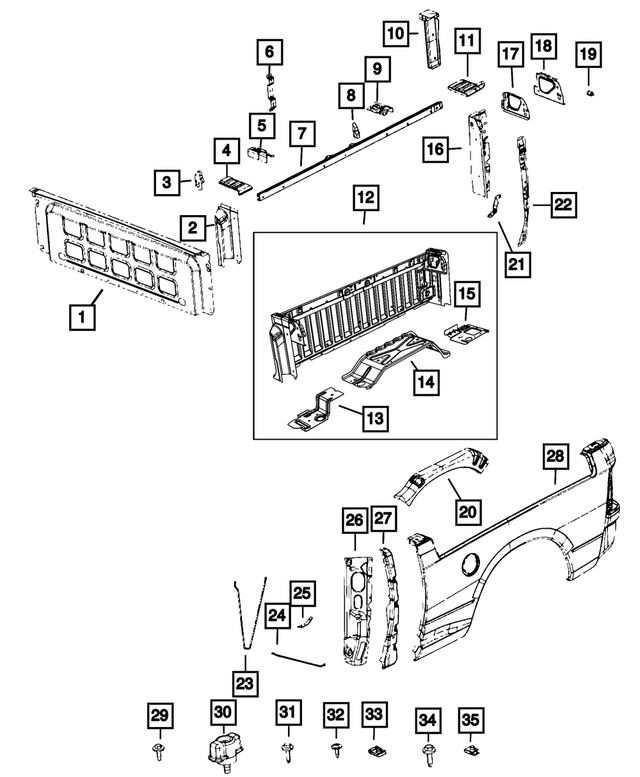 68027843AA - Body Sheet Metal Except Doors: Front Box Panel, Left for Mopar Image