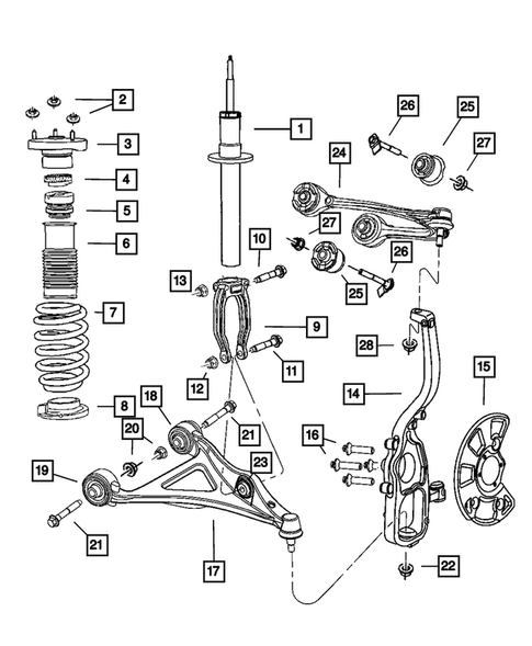 Front Suspension, Strut and Cradle for 2008 Dodge Charger #1