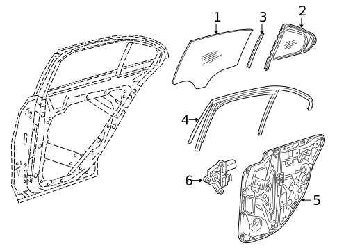 Glass - Rear Door for 2016 Mercedes-Benz C450 AMG #0