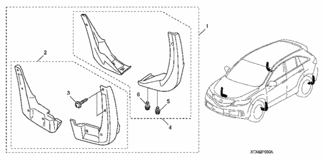 Splash Guards (2) for 2016 Acura RDX #0