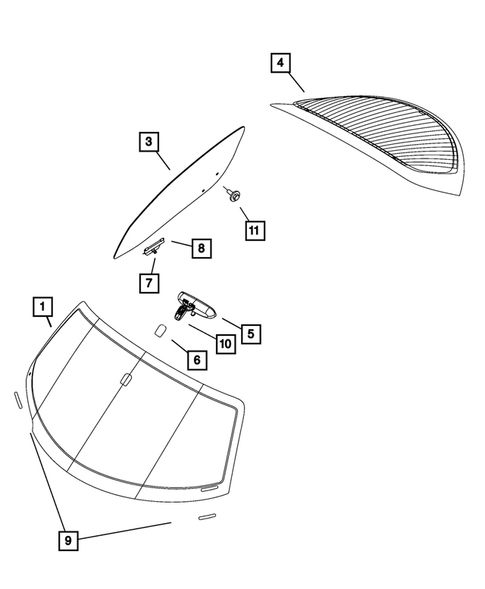 Glass and Interior Rear View Mirror for 2009 Dodge Viper #0