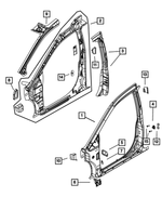 4894789AC - Body Sheet Metal Except Doors: Front Pillar Reinforcement, Left for Mopar Image image