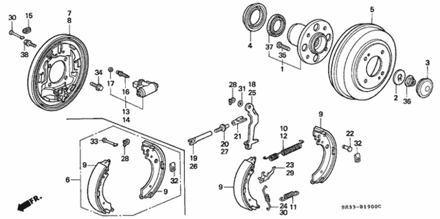 Rear Brake (Drum) for 1995 Honda Civic #0