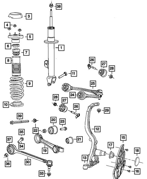 Front Suspension, Strut and Cradle for 2017 Dodge Challenger #0