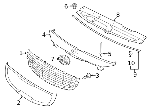 Grille & Components for 2019 Kia Sedona #0