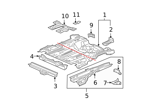 Rear Floor & Rails for 2005 Honda Element #0