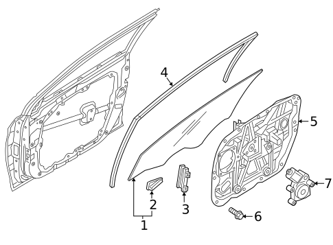 Glass - Front Door for 2017 Hyundai Sonata #0