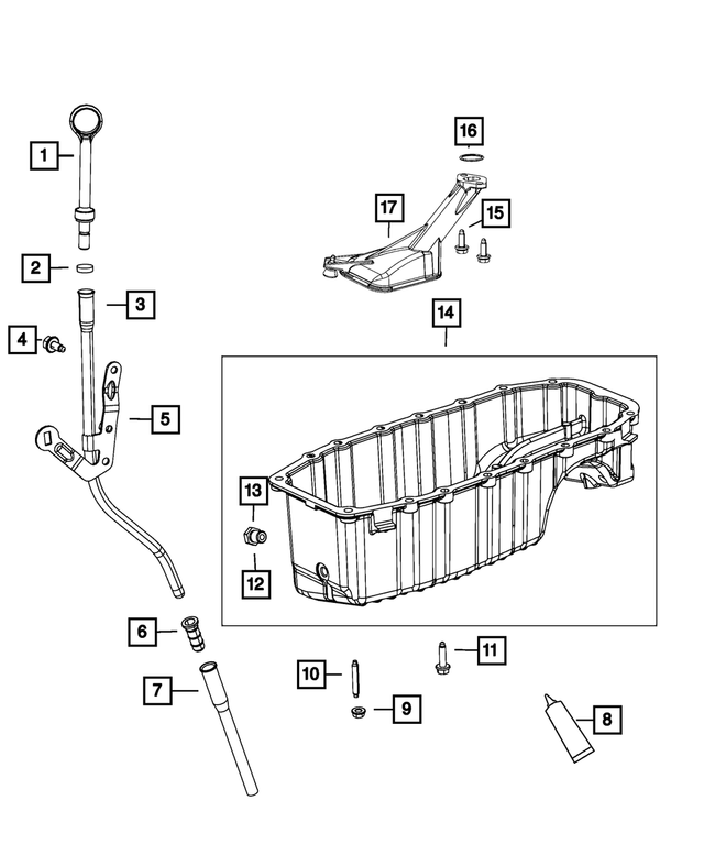 68211420AA - 1.4L Turbo; Engine: Engine Oil Indicator Tube, Lower for Mopar Image