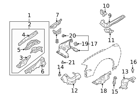 Structural Components & Rails for 2000 Mazda Millenia #0