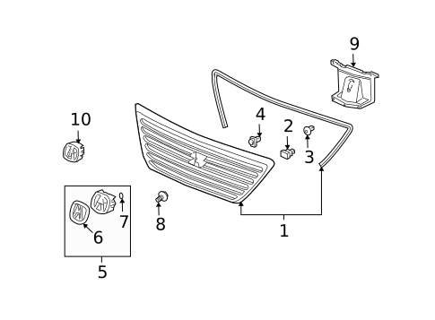 Grille & Components for 2001 Acura RL #0