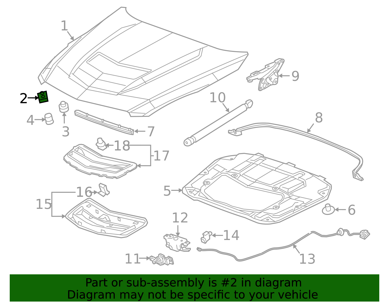 2016-2019 Cadillac ATS Hood Front Bumper 23251494 GM | GMPartsDirect.com