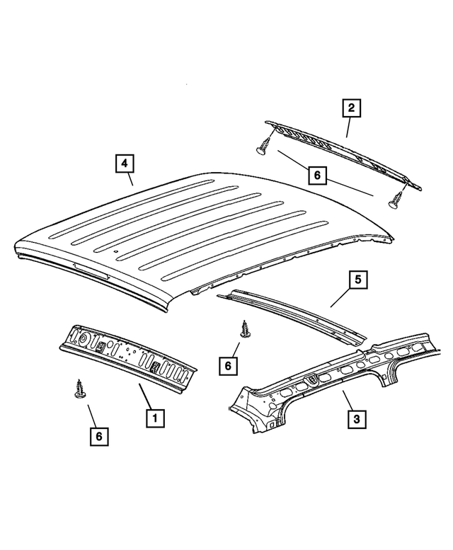 55257147AC - Body Sheet Metal Except Doors: Roof Rear Header for Mopar Image