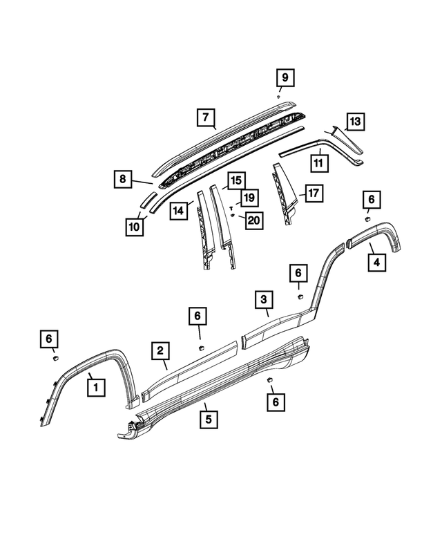 5UP34RXFAC - Exterior Ornamentation: Roof Joint Molding, Right for Mopar Image