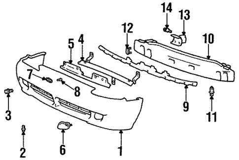 Bumper & Components - Front for 1996 Hyundai Elantra #0