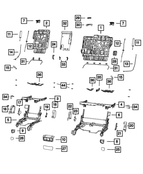 Rear Seats - Second Row - Adjusters, Recliners, Shields and Risers for 2015 Jeep Cherokee #0