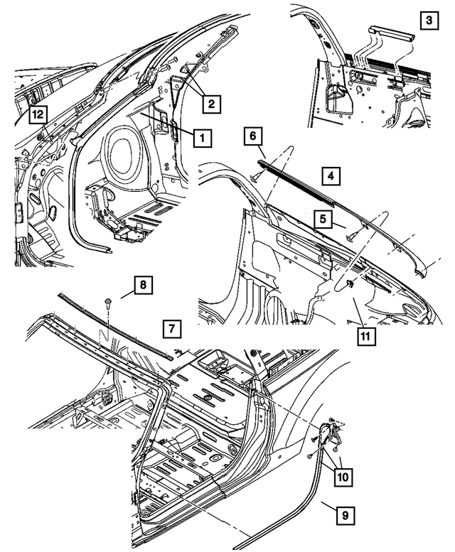 5067152AG - Body Sheet Metal Except Doors: Quarter Window Belt Weatherstrip, Right for Mopar Image