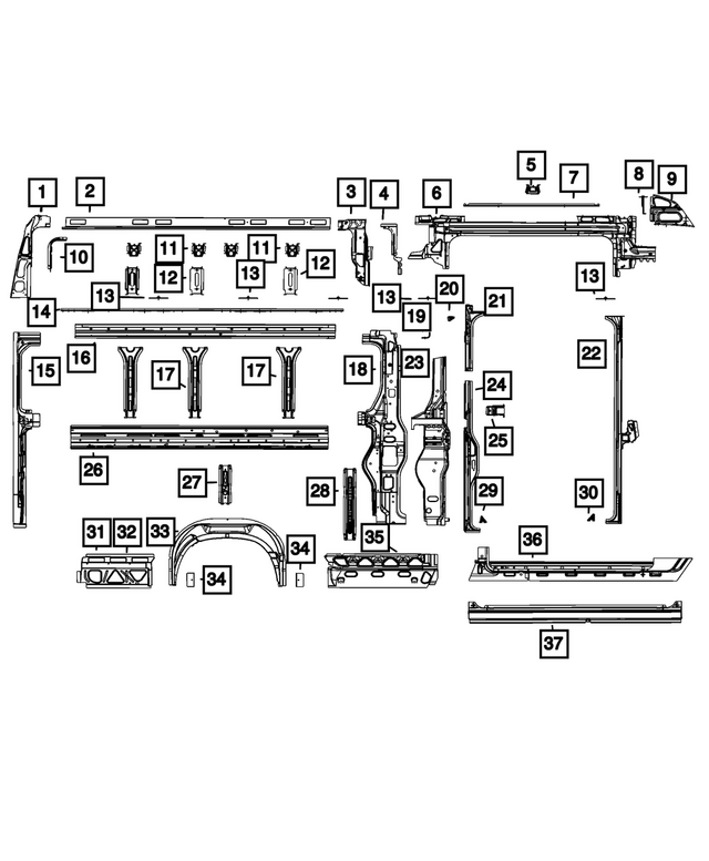 68673528AA - Body Sheet Metal Except Doors: Sill Reinforcement, Right for Mopar Image