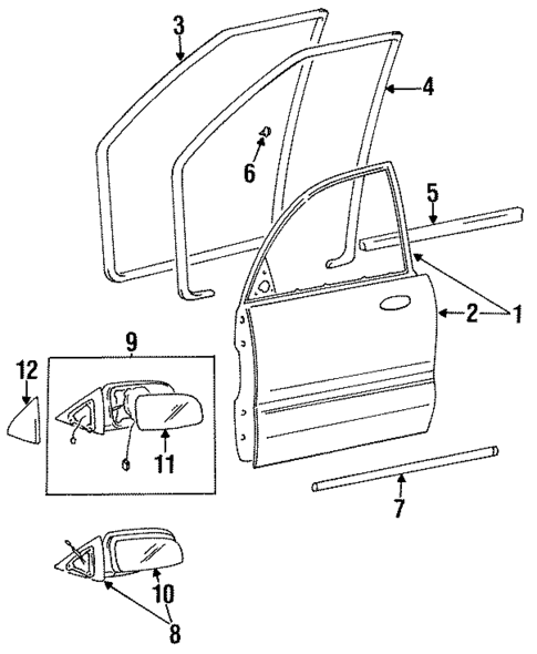 Exterior Trim - Front Door for 1996 Hyundai Sonata #0
