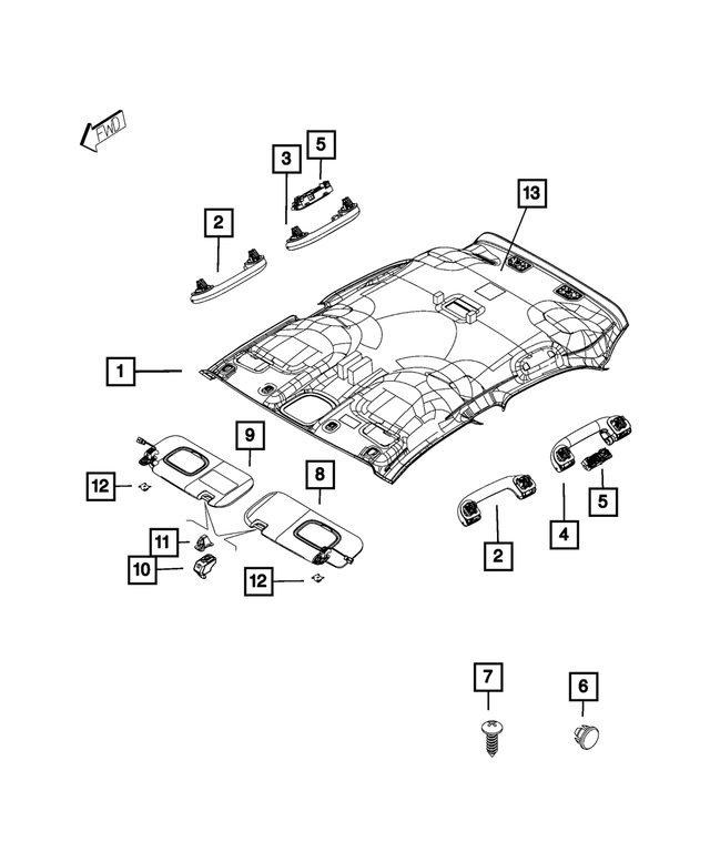 7KH43MS7AA - Interior Trim: Headliner for Fiat: 500X Image