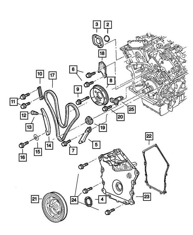 68036787AB - Engine 2.7L Six Cylinder: Timing Chain Guide for Mopar Image