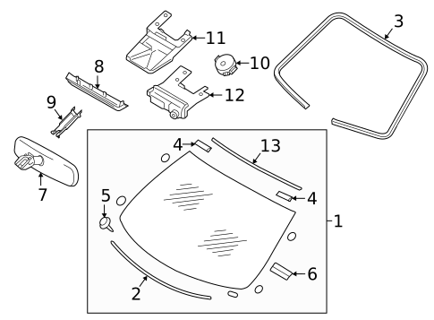 Glass - Windshield for 2019 INFINITI Q50 #0