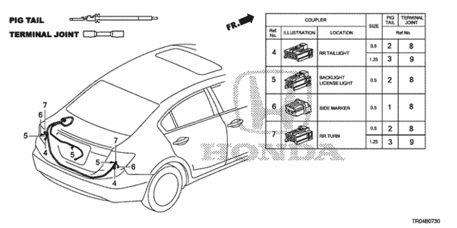 Electrical Connectors (RR.) for 2012 Honda Civic #0