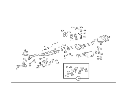 Exhaust System Used on Eight-Cylinder Gasoline Vehicles for 1993 Mercedes-Benz 500SEC #1