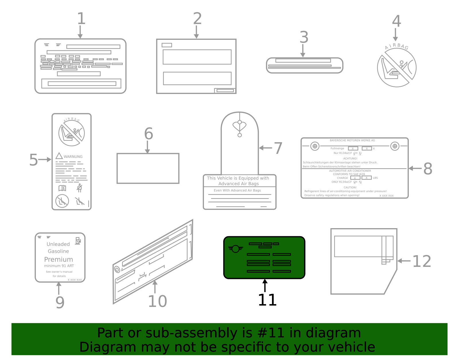 2012-2015 Mini Cooper Info Label 71-21-2-759-482 | Mini Parts Direct