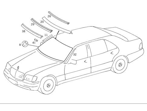 Windshield for 1993 Mercedes-Benz 500SEL #1