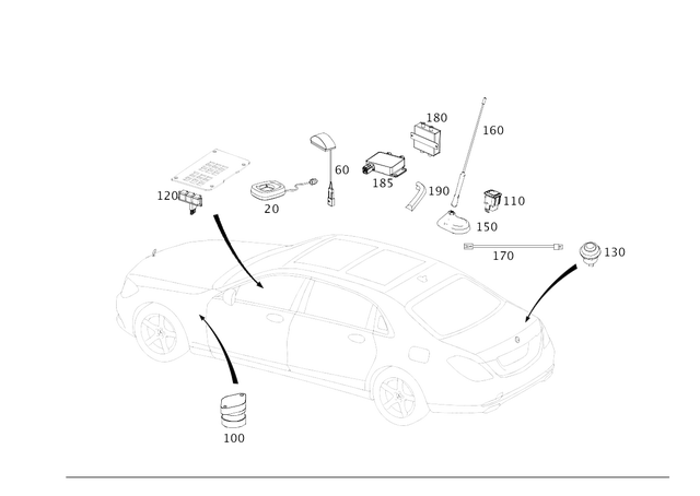 2128200997 - Electrical System: Transmitter for Mercedes-Benz: 250, 300S, C250, C300, C350, E250, E350, E400, E550, E63 AMG, E63 AMG S, Maybach S550, Maybach S560, Maybach S600, Maybach S650, S350, S400, S450, S500, S550, S550e, S560, S600, S63 AMG, S65 AMG Image image