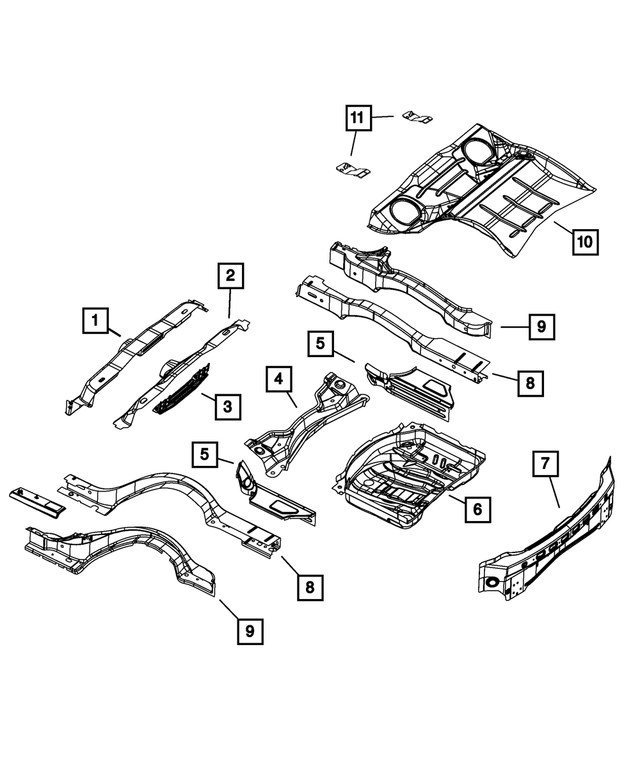 4780902AE - Body Sheet Metal Except Doors: Rear Floor Outer Extension Cover, Right for Mopar Image