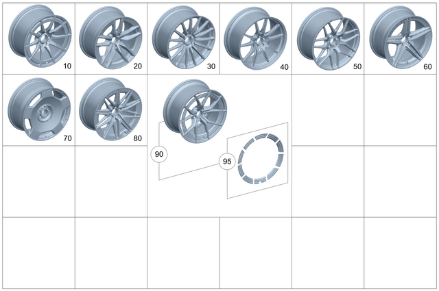 2904010800 - Wheels and Accessories: Spoke Wheel for Mercedes-Benz: AMG GT 43, AMG GT 53, AMG GT 63, AMG GT 63 S, AMG GT 63 S E Performance Image