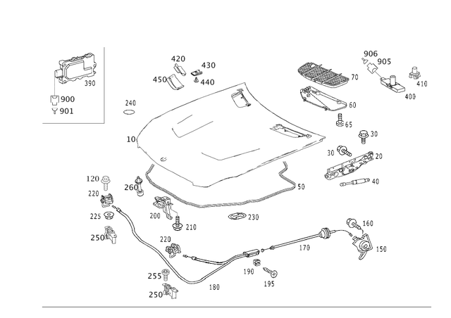 2308800557 - Attachment Parts: Hood for Mercedes-Benz: SL500, SL55 AMG, SL550, SL600, SL63 AMG, SL65 AMG Image image